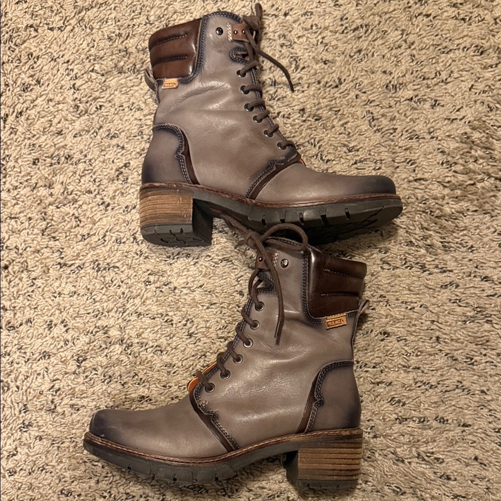 PIKOLINOS Gray and Brown Combat Boots